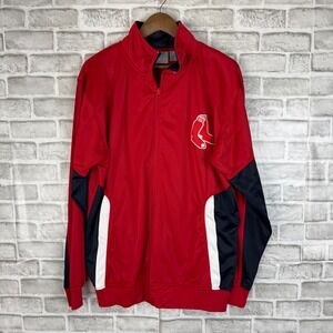 Boston Red Sox MLB Track Jacket Mens Large Red Navy Blue Full Zip Genuine Merch